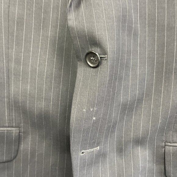 Saks Fifth Avenue Napoli CT Suit 42S Wool Blazer + 36S Pants Black W Chalk Line - Picture 7 of 16